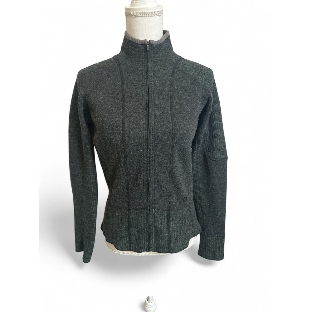 Mountain Hardwear Women's S Sarafin Sweater Jacket Wool Blend Green & Black Zip
